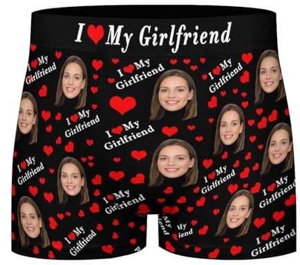 Naispanda Personalisierte Unterhose Männer Boxershorts Unterhose Mit Gesicht Foto Bedrucken lustig für Herren Weihnachten Valentinstag Geburtstag Geschenk, L