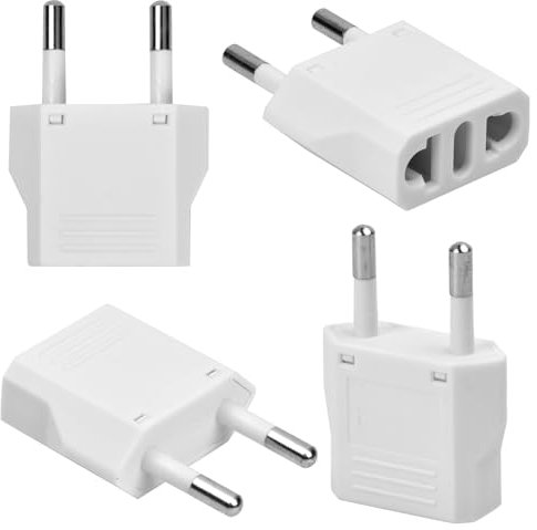 4 Pièces Adaptateur Prise France vers USA, Adaptateur de Voyage pour Les Appareils, Adaptateur Convertisseur US-EU/EU-US, Adaptateur Secteur Américain vers Européen Universelle (US to EU, Blanc)
