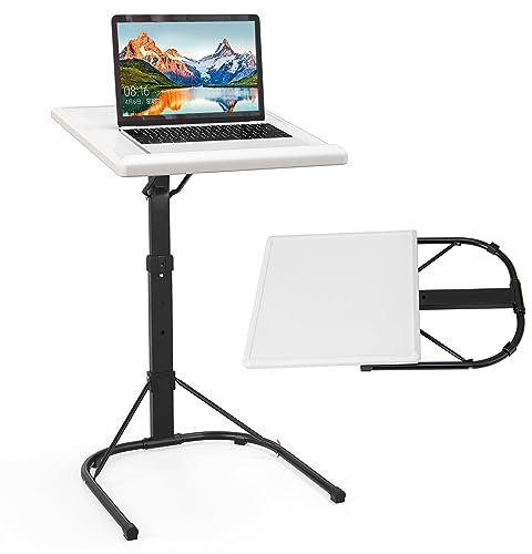 Klappbarer Laptoptisch – höhenverstellbarer Schreibtisch für Home Office – kompakter Sitz-/Steharbeitsplatz mit neigbarer Oberseite – Schwarz