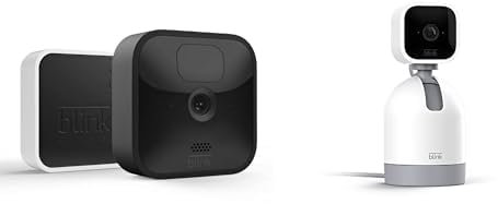 Blink Outdoor | Caméra de surveillance HD sans fil + Blink Mini Pan-Tilt Camera | Caméra de surveillance connectée d'intérieur rotative sur secteur