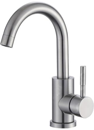 Wasserhahn Bad Waschtischarmatur Badarmatur Moderne Stil 360° Drehbar Gebürstet Edelstahl Einhebelmischer Mischbatterie, Waschbecken Armatur Wasserhahn Waschbecken