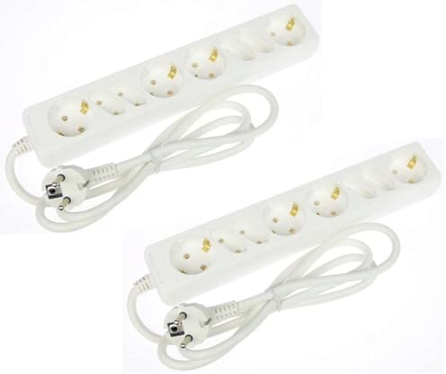 GLT 2 x Paccs 8-Fach Schuko + Euro Mehrfachsteckdose Weiss Steckdosenleiste, Kabel 1,4m, GS geprüft