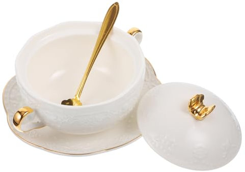 Ciieeo 1 Set Anfora Cucchiaio Bianca Ceramica Tazza Da Minestra I Fiori