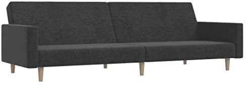 vidaXL Schlafsofa 2-Sitzer, Sofa mit Holzrahmen, Schlafcouch für Wohnzimmer Heimkino Büro, Couch Sofabett Tagesbett Gästebett, Dunkelgrau Stoff
