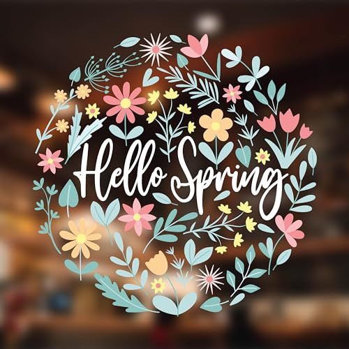 Hello Spring Window Stickers for Glass - Spring Window Cling Decorations