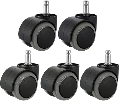 Office Chair Wheels Replacement for IKEA Chairs, 10mm Stem (Set of 5), 2 Heavy Duty Swivel Polyurethane Casters for IKEA Chair Furniture Accessories, Protection for Hardwood Floors Carpet