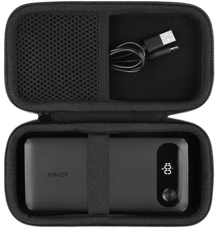 Khanka Hard Carrying Case for Anker Power Bank 20,000mAh Portable Charger with Built-in USB-C Cable,Travel Storage Bag for 87W Max Fast Charging Battery Pack,Case Only