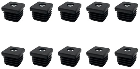 10PCS Black Plastic Nuts Pipe Plugs,Inserts for Square Tubes with M8 Thread,Plastic Pipe End Caps,Insert Chair End Caps Furniture Leg Plug 25×25mm