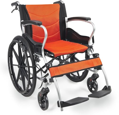 InyanPower Leichter Aluminium Rollstuhl Faltbar (11kg) – Selbstfahrer Reisestuhl mit 45cm Sitzbreite – Kompakter Transportrollstuhl mit Handbremse & Pannensicheren Reifen, Stabil bis 100kg (IN-9536)
