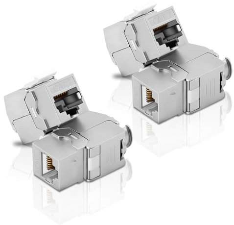 RUIZHI 4 Stück CAT 7 RJ45 Keystone Modul - Keystone Abschirmmodul STP, Werkzeuglos LSA Netzwerk Adapter, AWG 22-24,10 Gbps | 1000M, für Cat 7,Cat 6a,Cat 6, für TV, PC, und Andere Geräte