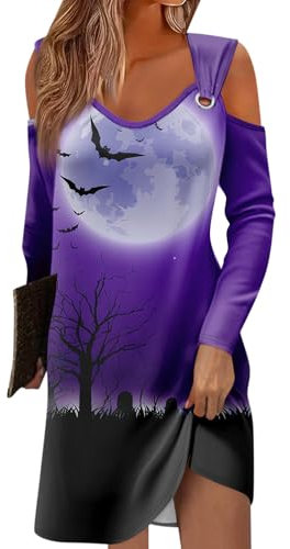 TOFOTL Deguisement Halloween Adulte Medieval Victorienne Fluide Outdoor Vêtements Mi Longue Medievale Costume Femme Patchwork Robe Gothique Femme Longue Hiver Noel Marque 01 Violet Foncé S