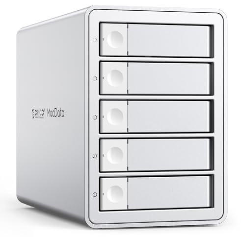 ORICO Boîtier de disque dur externe 5BIG RAID pour disque dur SATA HDD/SSD 2,5/3,5 jusqu'à 5 x 22 To, station d'accueil USB 3.0 de type B, prend en charge RAID 0/1/3/5/10/PM (9958RU3)