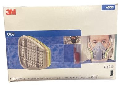 Filtro vapori organici 3M™ 6059, ABEK1 per serie 6000 e 6500, 4 confezioni da 2 pezzi per scatola.