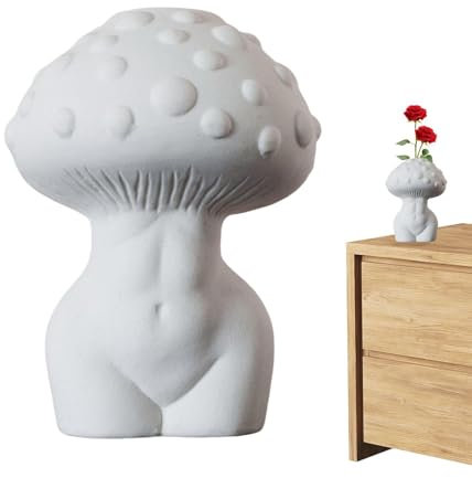 Pilz-Lady-Körpervase für, Keramik-Körpervase - Weiße Keramik-Blumenvase, Schreibtischation,Shelf Lady Body Design Blumenvase, Vase für Zuhause, Café, Hotel, Küche