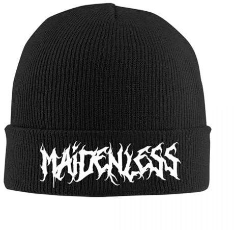 HEBUOUI Herren Bean Hat für Winter Wärme Heavy Metal Maidenless Schriftzug Eldenn Spiel Hüte Herbst Winter Skullies Mützen Neue Mütze Unisex Acryl Skullcap Geschenk