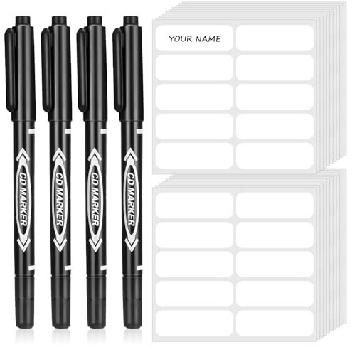 Candcamp 200Pcs No-Iron Clothes Labels for Kids 45 * 15mm Writable Fabric Labels with 4Pcs Permanent Fabric Marker Pens, Waterproof Name Labels Clothing Tags, Personalized Your Uniform