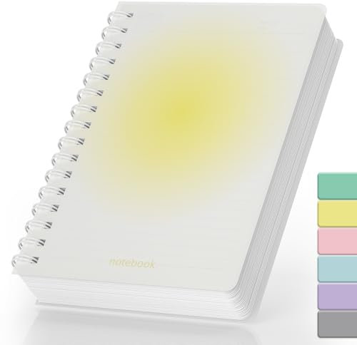 Notizbuch A5, 300 Seiten/150 Blätter Wirebound Spiral Notebook Thick 100gsm Lined Paper, Waterproof PVC Journals Notebook für Frauen Männer Schule Büro Reisen Schreiben, 14.5 x 21cm - Gelb