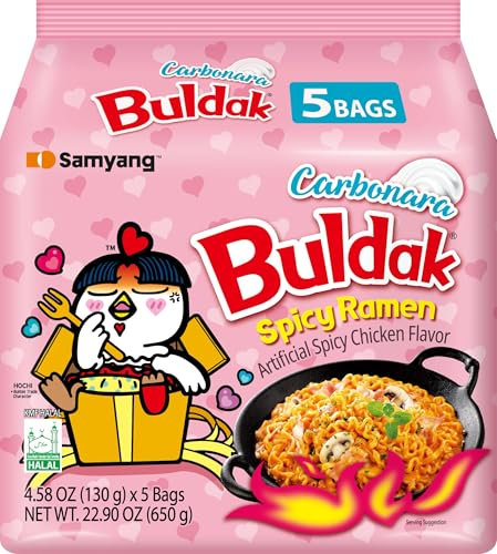 Korean Import - Samyang Hot Chicken Flavour Buldak Ramen Carbonara Noodles - Pack of 5