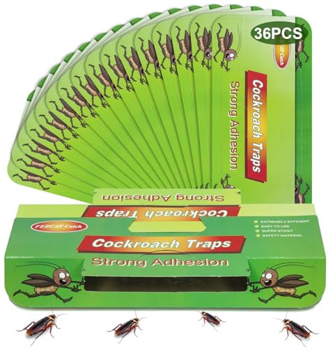 FEBCAT Catch Trampas para Cucarachas 36 Piezas, Verde Trampas Cucarachas Eliminar, Captura Efectiva de Cucarachas