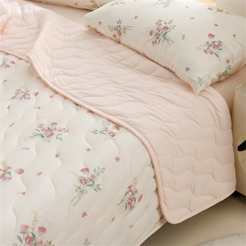 Chickwin Tagesdecke Bettüberwurf Gesteppt für Einzelbett Doppelbett, Flaumig Reversible Mikrofaser Tagesdecke Schlafzimmer Steppdecke Überwurf Sofaüberwurf (Rosa Rose,150x200cm)