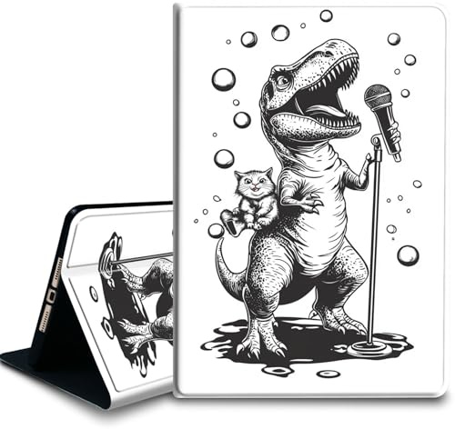 Bxgolkgd Tablet Case for Samsung Galaxy Tab A7 10.4 Inch (2020/2022),Shockproof Stand Cover with Heat Dissipation,Auto Wake/Sleep Function,Dinosaur Cat Microphone