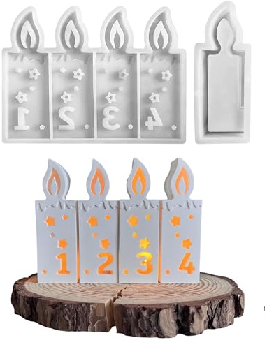 2 Stück Silikonform Adventskranz, Weihnachts-Gießformen aus Silikon zum Basteln von Kerzen | Ideal für Weihnachtsdekoration aus Gips, Epoxidharz und weiteren Gießmaterialien