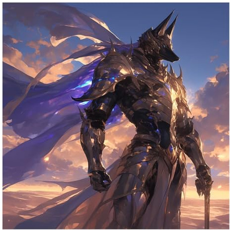 Diamond Painting Erwachsene Anubis, 5D Diamond Painting Ägypten, DIY Runder Vollbohrer Stickerei Kreuzstich Mosaikherstellung Set, Diamonds Malen Nach Zahlen Erwachsene für Deko Geschenk 45x45cm z-d1