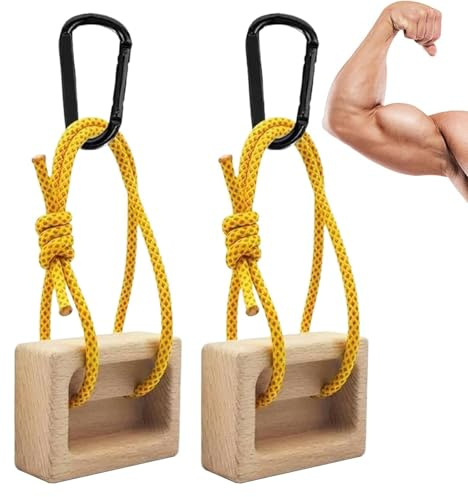 Husoiuy Kletter Hangboard, 1 Paar Tragbarer Holz Trainer, Fingertraining Klettertrainer, für Kletterer Zuhause Training Handkraft Outdoor Indoor Türrahmen