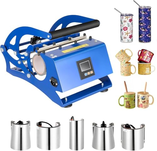 FUNYSF 6-in-1-Tassen-Heißpressmaschine Tassen-Sublimationspresse Tassenpresse Tasse 600 W Multifunktionale Tassen-Druckmaschine mit Digitalanzeige