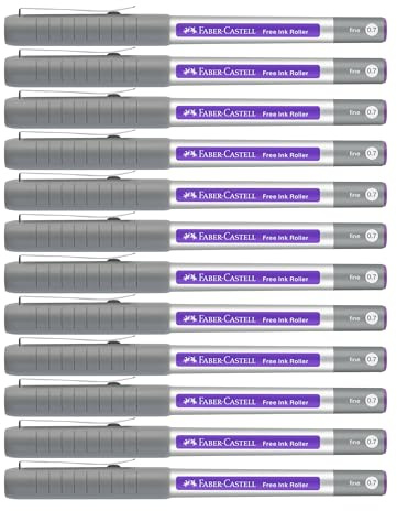 Faber-Castell - Tintenroller Free Ink Violett, 12 Stück | Dokumentenechter Rollerball mit 0,4 mm Spitze für präzises Schreiben und Notizen