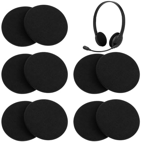 10 Pack Headphone Earpads, 60mm Black Sponge Headphone Ear Covers Soft Headset Ear Cushions Headphones Replacement Ear Pads for Most Standard Size Office Telephone Headsets H251 H251N H261N H351 H361