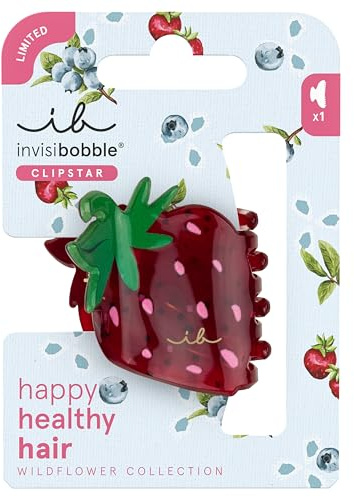 invisibobble Haarklammer Damen Mittelgroß Rot – Haarspange Erdbeere verspielt für alle Haartypen – Clipstar Wildflower Berry Brighter Statement – Hair Claw Festival Cottagecore Haarschmuck Größe M