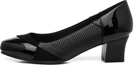 Softlites Vera Womens Black Block Heel Court Shoe - Size 7 UK - Black