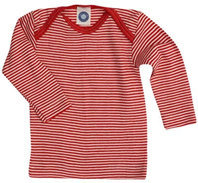 Cosilana, Baby Unterhemd Langarm, 70% Wolle 30% Seide (Rot/Natur,6268)