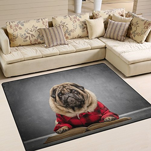 Use7 Flauschiger Mops-Teppich für Wohnzimmer, Schlafzimmer, 203 cm x 147,3 cm