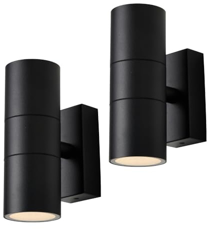 LITECRAFT Kenn Up & Down IP65 Rated Outdoor Wall Light - (Black, Pack of 2)