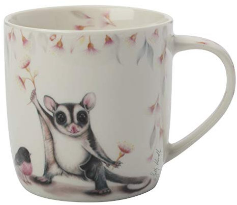 Maxwell & Williams DX0460 Kaffee-Becher – Possum & Robin – Sally Howell – 375 ml – Porzellan bunt – mit Metalldose