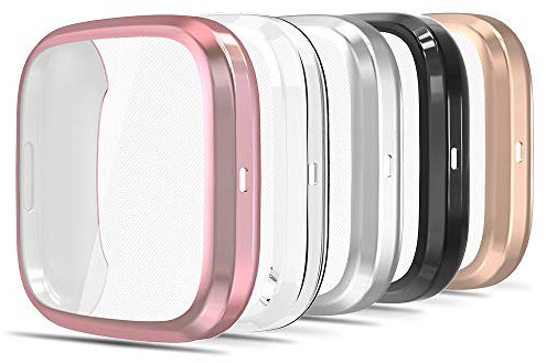 Simpeak 5-Stück Schutzhülle kompatibel für Fitbit Versa 2, TPU Hülle, Leicht Weiche Silikon Case, Ultradünne Schutz Zubehör, Kratzfest Gehäuse