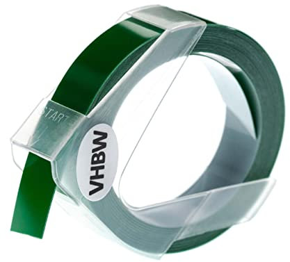 vhbw 3D Prägeband-Schriftband-Kassette Ersatz für Dymo 0898162 für Etiketten-Drucker 12mm Weiß auf Grün