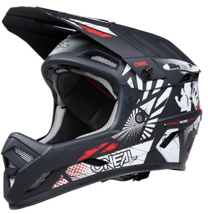 O'NEAL | Mountainbike-Helm | MTB Downhill | Nach Robustes ABS, Ventilationsöffnungen für Luftstrom & Kühlung, ABS Außenschale | Backflip Helmet Boom | Erwachsene | Schwarz Weiß | Größe L