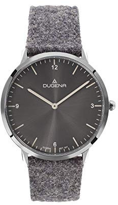 Dugena Herren-Armbanduhr 4460985 Pure, Quarz, anthrazitnes Zifferblatt, Edelstahlgehäuse, Saphirglas, Lederarmband mit Wollbeschichtung, Dornschließe, 3 bar