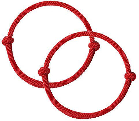 Guo Bracelet lumineux Kabbale 2 Ü - Rouge, 14 cm, Cordon en coton rouge
