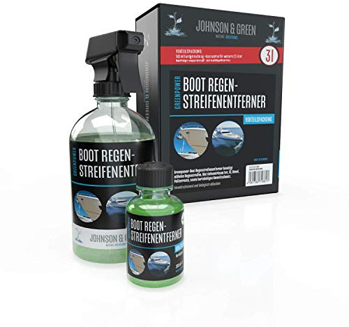 Greenpower Boot Regenstreifenentferner Vorteilspack für bis zu 3 Liter, Löst Grauschleier, Vogelkot, Wasserränder und vieles mehr, Umweltschonender Bootsreiniger