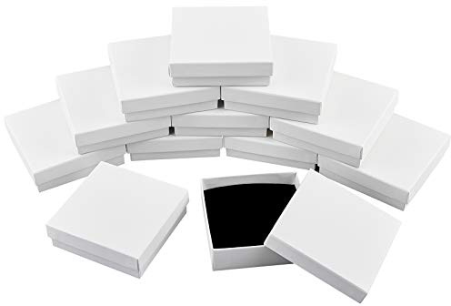 NBEADS 12 Pcs Cardboard Jewelry Box, 9.1x9.2x2.9cm Milky White ewellery Gift Boxes with Lid Cardboard Jewelry Set Box Gift Boxes for Jewellery Packaging Necklace Ring Earrings Display Christmas