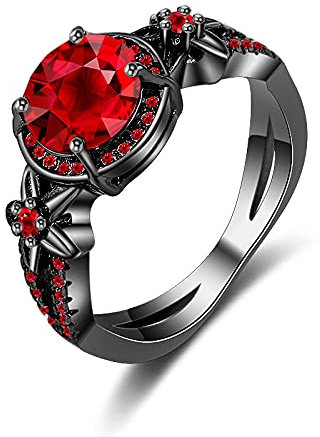 Ring Damen Schwarzer Penny Ring.-Rot_Nr. 10.