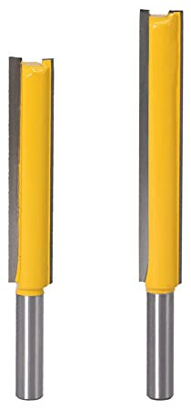 Bestgle 2 Piezas Fresas de Ranurar Profesional 8mm Vástago Hoja Extra Largo Recto Fresa Bit Brocas Rectas de Flauta Doble Herramienta de Corte Profesional para Carpintería