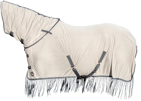HKM Fliegendecke -Fringes- Style, mit abnehmbaren Halsteil in silber/grau | Größe 115-165 cm (silber/grau, 115)