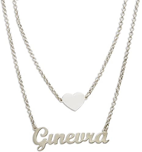 Collana Nome Ginevra Doppio Filo Argento Cuore Made In Italy Miss Miss 1255.6.B