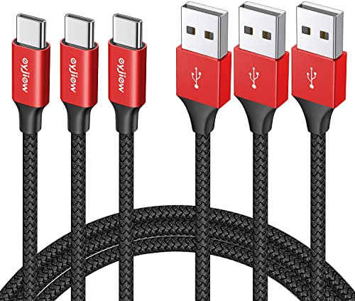 USB C Charger Cable 3Pack, 1M USB to USB C Cable Type C Charger Fast Charging Lead Compatible with iPhone 15,Samsung Galaxy S25/S24/S23/S22/S21/S20,Note 10/9/8,HTC,LG,Moto,Google Pixel,Etc-Red