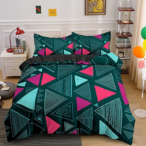 NDXRWDZR Housse de Couette 140x200 cm Enfant Carreaux Vert Foncé Parure de Lit 1 Personne avec Fermeture Éclair Doux Confortable Respirant Microfibre Housse de Couette et 2 Taie d'oreiller 65x65 cm